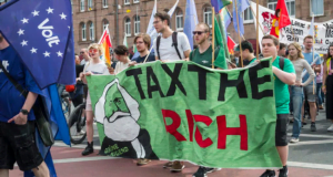 30 Injured, In May Day Parade Accident. Demonstrators participate on a May Day march in Nuremberg Germany