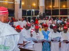 Kano: State Governor Swears In Newly Elected LG Chairmen. The newly elected LG chairmen in Kano being sworn in on Sunday October 27 2024